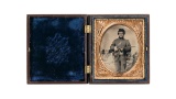 American Soldier Tintype with Colt Revolving Rifle