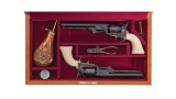 Cased Set of John Adams Jr. Engraved Colt 1851 Navy Revolvers