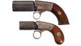 Two Fine Under-Hammer Percussion Pepperbox Revolvers