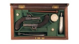 Cased Pair of J. Beattie Boxlock Percussion Muff Pistols