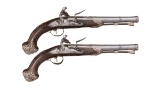 Pair of Wilson Silver Mounted Flintlock Holster Pistols