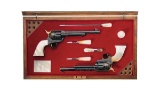 Cased Pair of Signed, Gold Inlaid, and Engraved Colt Revolvers