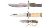 Three Fixed Blade Knives