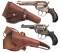 Two Colt Model 1877 Double Action Revolvers with Holsters