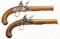Pair of Wheeler Brass Barreled Flintlock Pistols