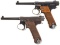 Two Nagoya Arsenal Type 14 Nambu Pistols