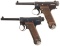 Two Nagoya Arsenal Type 14 Nambu Pistols