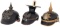 Three German Pickelhaube Helmets