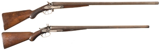 Two Antique Double Barrel Hammer Shotguns