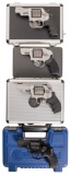 Four Smith & Wesson Double Action Revolvers with Cases