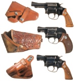 Three Smith & Wesson Double Action Revolvers with Holsters -A) S&W Model 37