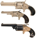 Three Engraved Antique American Spur Trigger Revolvers