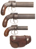 Three Engraved Ethan Allen Patent Pepperbox Pistols