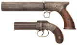 Two Engraved Percussion Pepperbox Revolvers