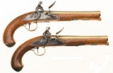 Pair of Wheeler Brass Barreled Flintlock Pistols