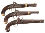 Three Antique U.S. Martial Pistols