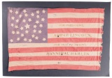 Two American Flags, Lincoln Presidential Campaign Decorated