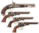 Four Antique Percussion American Handguns