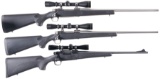 Three Scoped Bolt Action Rifles