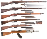 Six European Military Rifles with Bayonets