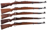 Five European Military Mauser Bolt Action Rifles
