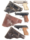 Three German Semi-Automatic Pistols with Holsters