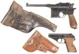 Two German Semi-Automatic Pistols with Holsters