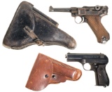 Two Nazi German Semi-Automatic Pistols with Holsters