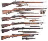 Six European Military Bolt Action Rifles with Bayonets