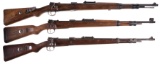 Three Mauser 98k Bolt Action Rifles
