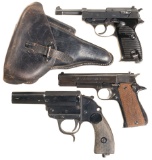 Two European Semi-Automatic Pistols and a Flare Gun