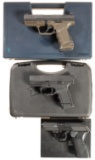 Three Cased Walther Semi-Automatic Pistols with Ex. Mags