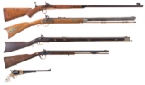 Four Percussion Kentucky Style Rifles and a Percussion Revolver