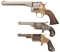 Three Antique Engraved American Revolvers