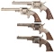 Four Antique American Spur Trigger Revolvers