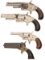 Four Antique American Revolving Handguns