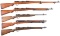 Five Japanese Military Bolt Action Longarms