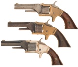 Three Antique Spur Trigger Revolvers