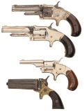 Four Antique American Revolving Handguns