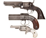 Three Antique Revolving Handguns