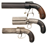 Three Engraved Percussion Pepperboxes