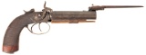 Engraved Double Barrel Percussion Pistol with 