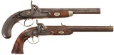 Two Engraved Percussion Pistols