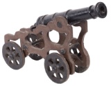 Small Cannon with Naval-Style Metal Carriage