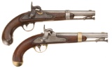 Two U.S. Martial Single Shot Percussion Pistols