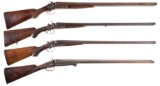 Four Double Barrel Hammer Shotguns