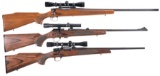 Three Scoped Remington Bolt Action Rifles