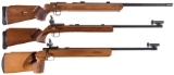 Three Anschutz Bolt Action Target Rifles