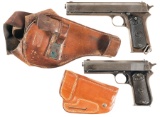 Two Colt Semi-Automatic Pistols with Holsters