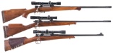 Three Scoped Bolt Action Rifles